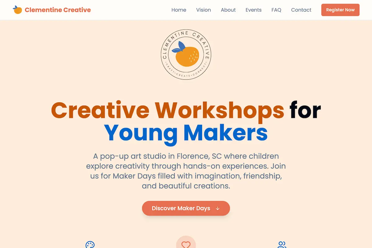 Clementine Creative website screenshot